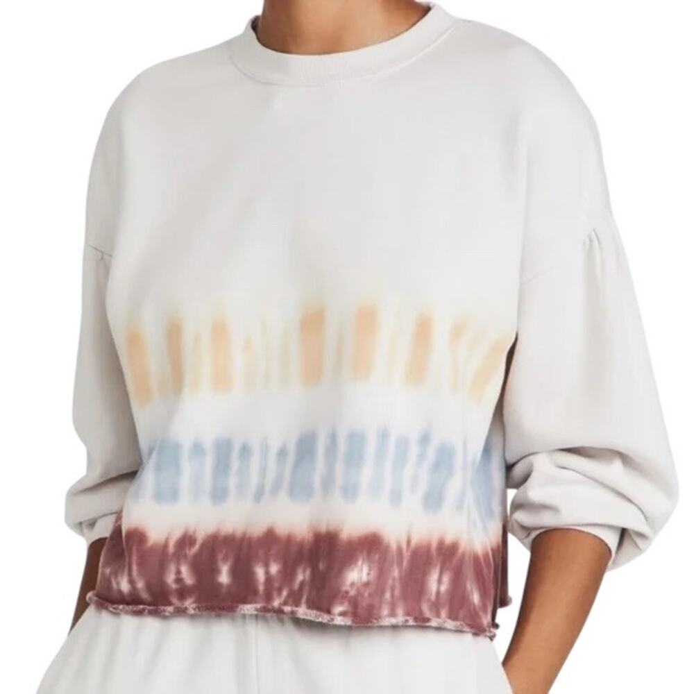Z Supply Tempest Stripe Tie Dye Cropped Sweatshirt Cool Grey M NWT Pullover